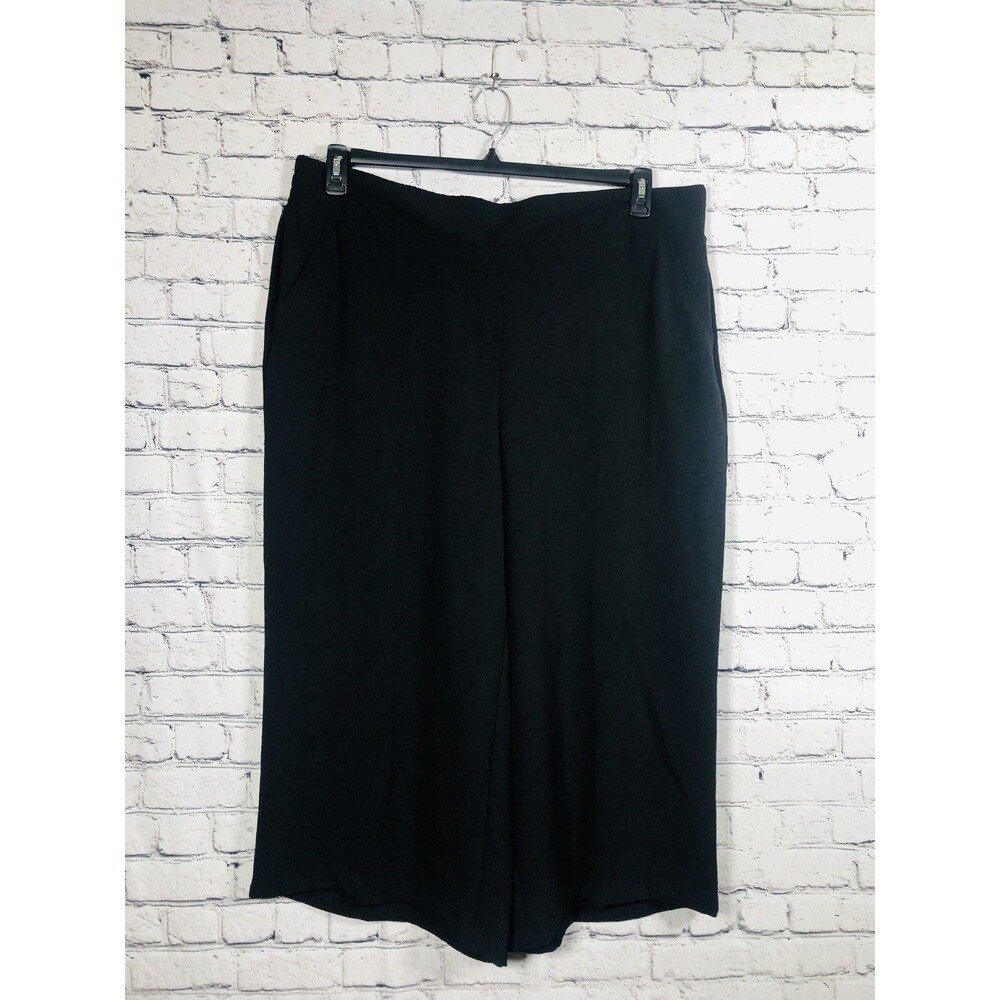 Nine West Women's  Wide Leg Crop Pants Culottes High Rise Black Plus Size 2X NWT